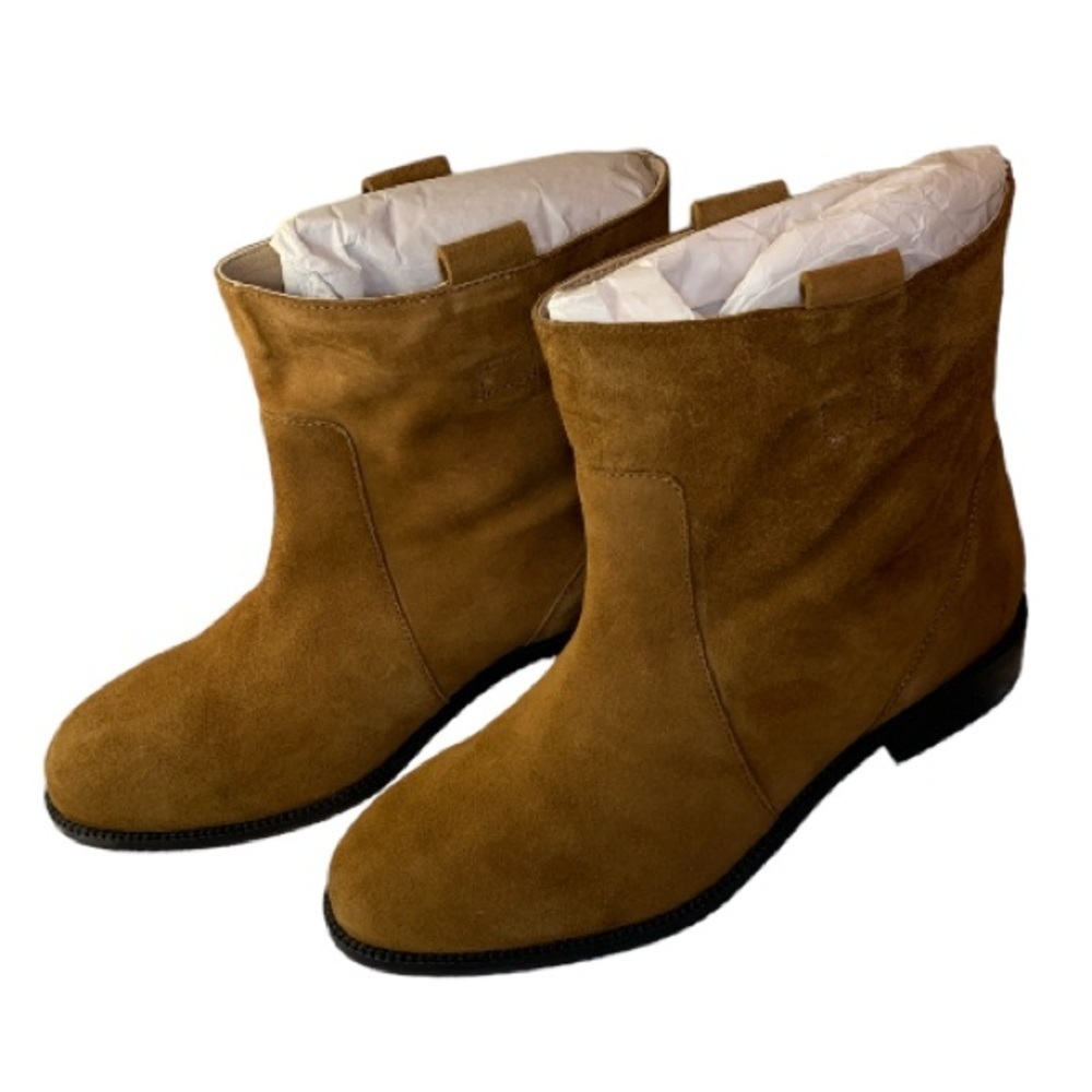 Boho Style LANDSEND Pull On Suede Booties 1” Heel